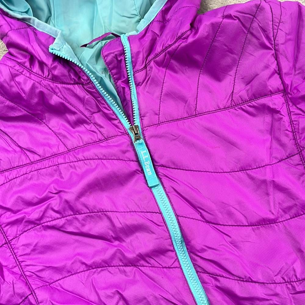 LL Bean 14/16 Purple Blue Lightweight Full Zip Hooded Jacket - Picture 4 of 16